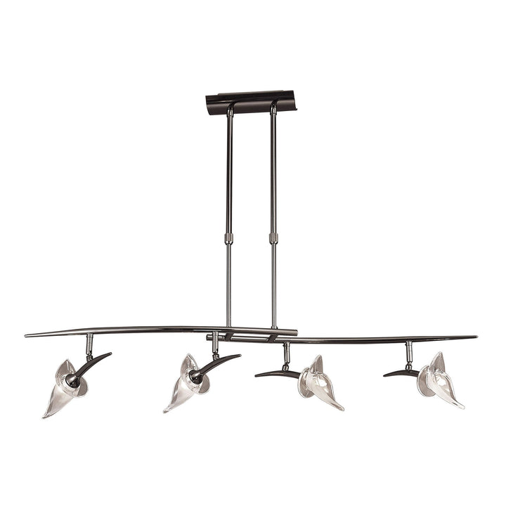 Mantra M0320BC Flavia Telescopic Linear Pendant 4 Light G9 Adjustable Heads Black Chrome