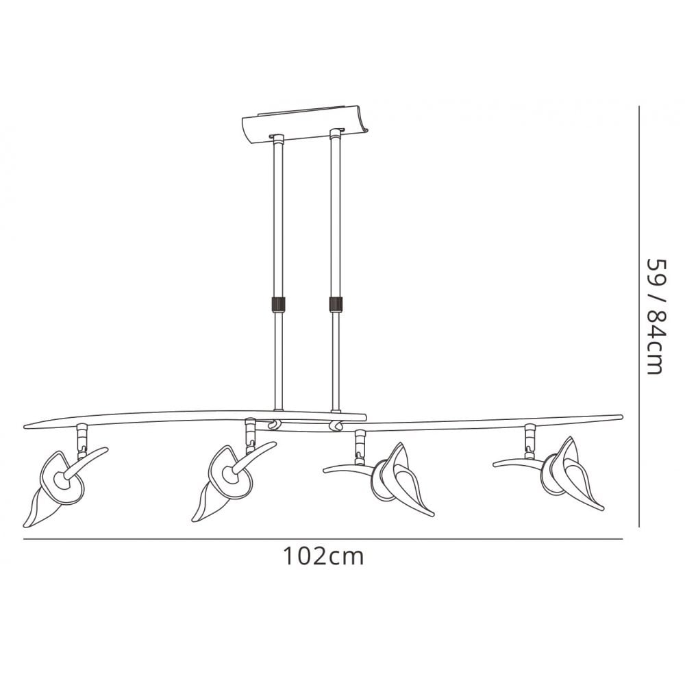 Mantra M0320BC Flavia Telescopic Linear Pendant 4 Light G9 Adjustable Heads Black Chrome