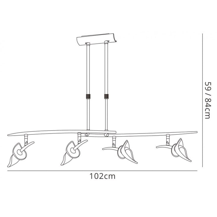 Mantra M0320BC Flavia Telescopic Linear Pendant 4 Light G9 Adjustable Heads Black Chrome