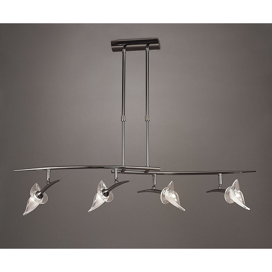 Mantra M0320BC Flavia Telescopic Linear Pendant 4 Light G9 Adjustable Heads Black Chrome