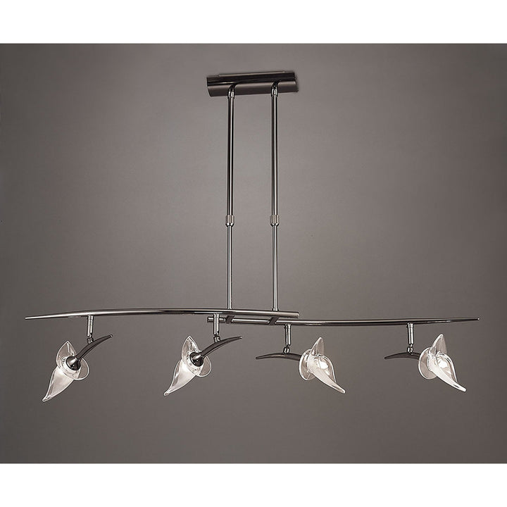 Mantra M0320BC Flavia Telescopic Linear Pendant 4 Light G9 Adjustable Heads Black Chrome