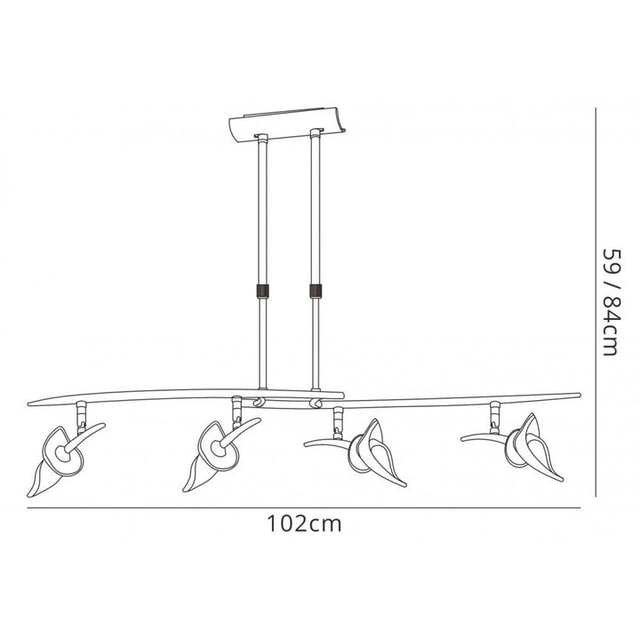Mantra M0320 Flavia Telescopic Pendant Linear Bar 4 Light G9 Adjustable Heads Polished Chrome