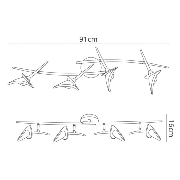 Mantra M0318 Flavia Linear Spot Light 4 Light G9 Adjustable Heads Polished Chrome