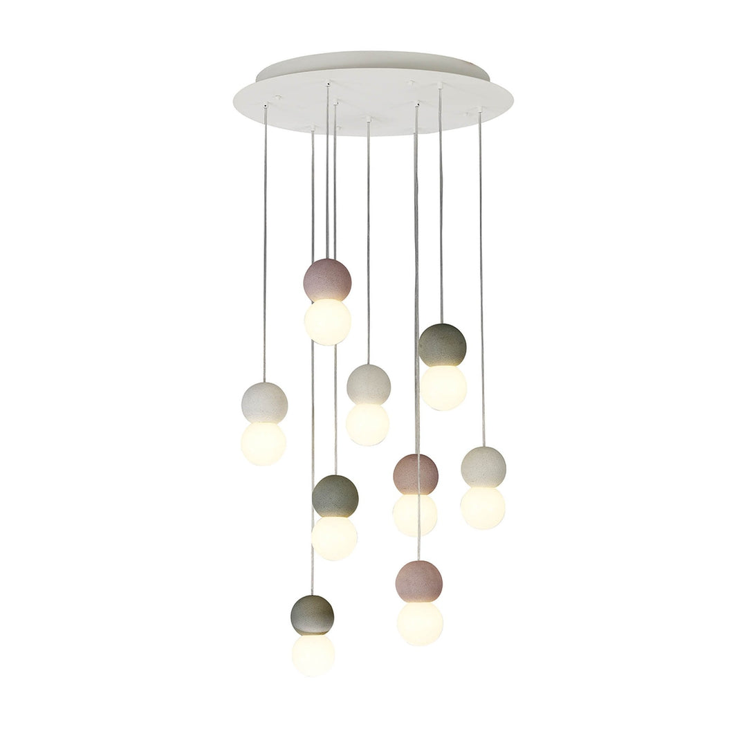 Mantra M7621 Galaxia Pendant Round 9 Light White/Grey/Red Cement