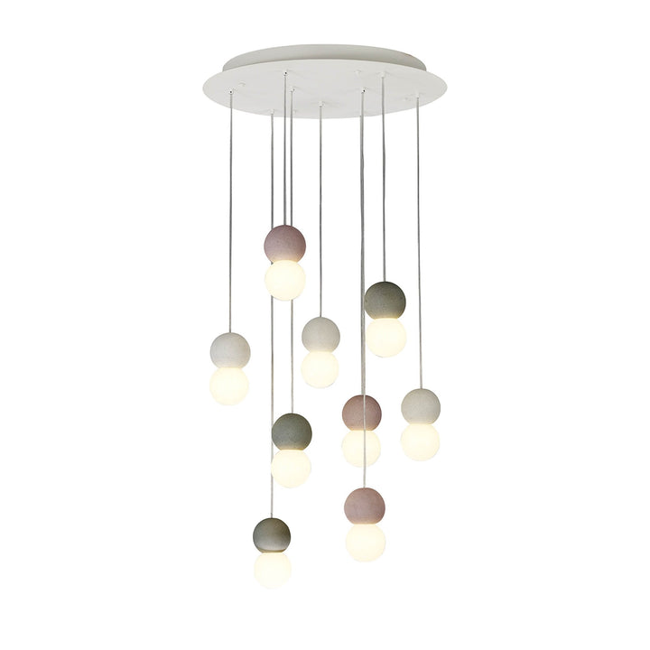 Mantra M7621 Galaxia Pendant Round 9 Light White/Grey/Red Cement