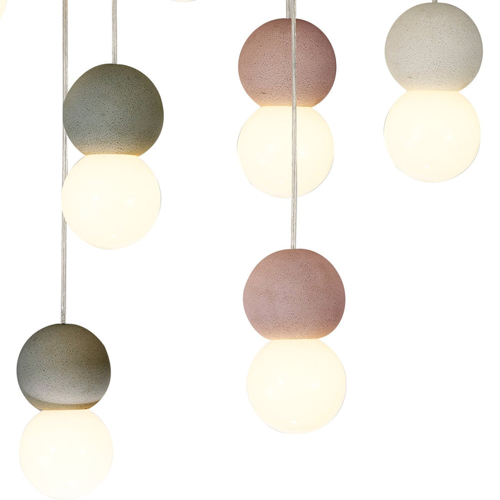 Mantra M7621 Galaxia Pendant Round 9 Light White/Grey/Red Cement