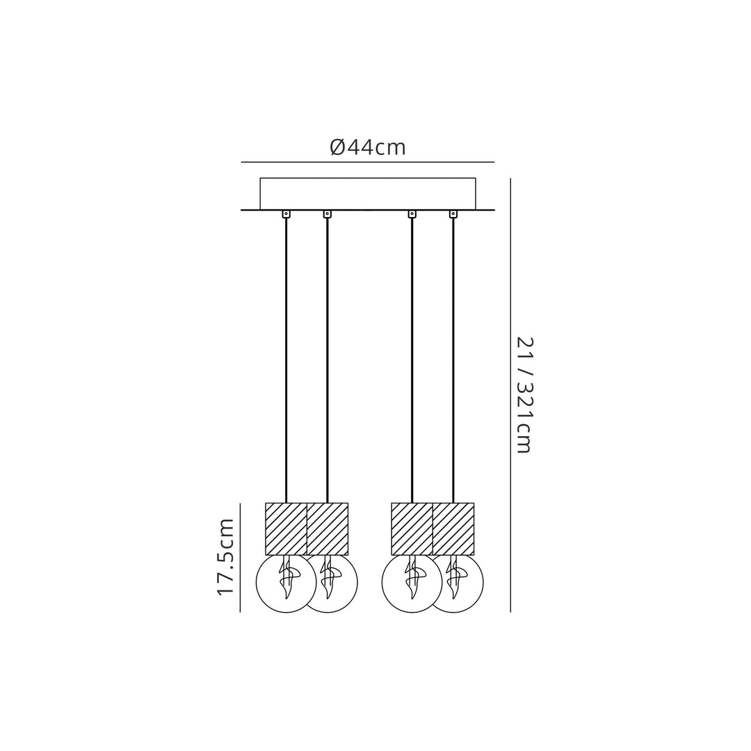Mantra M7703 Galaxia Pendant Square 6 Light White / Grey / Red Cement