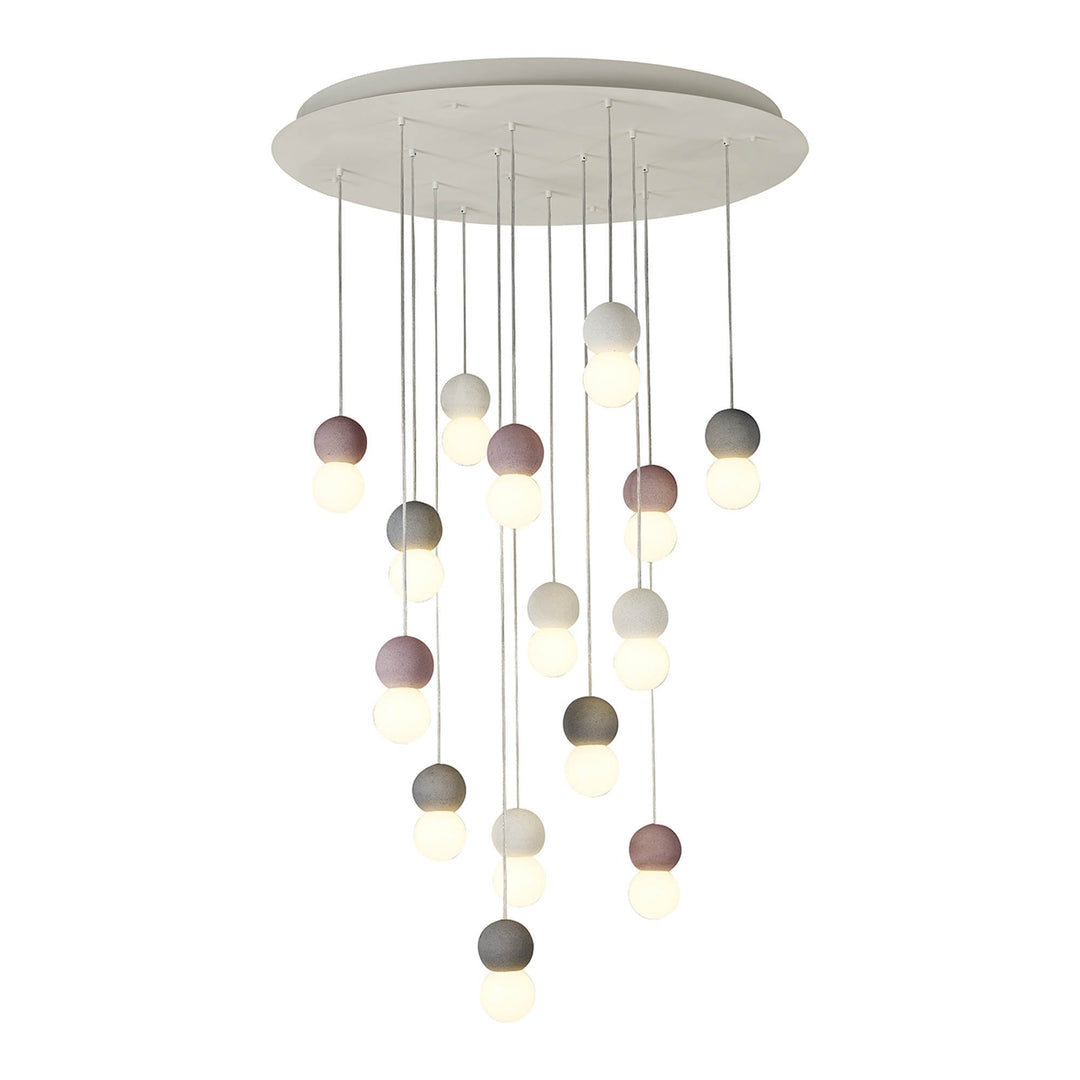 Mantra M7620 Galaxia Pendant Round 15 Light White/Grey/Red Cement
