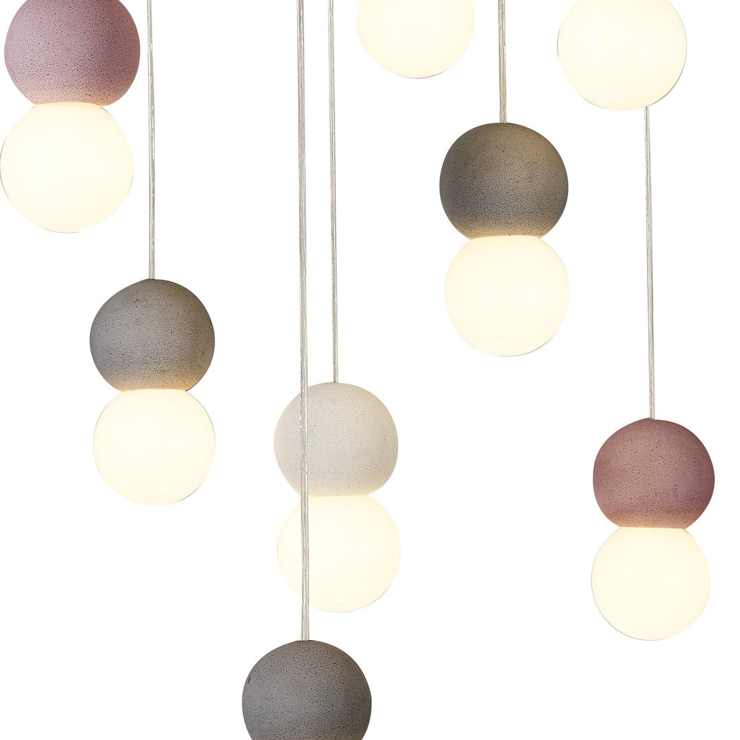 Mantra M7620 Galaxia Pendant Round 15 Light White/Grey/Red Cement