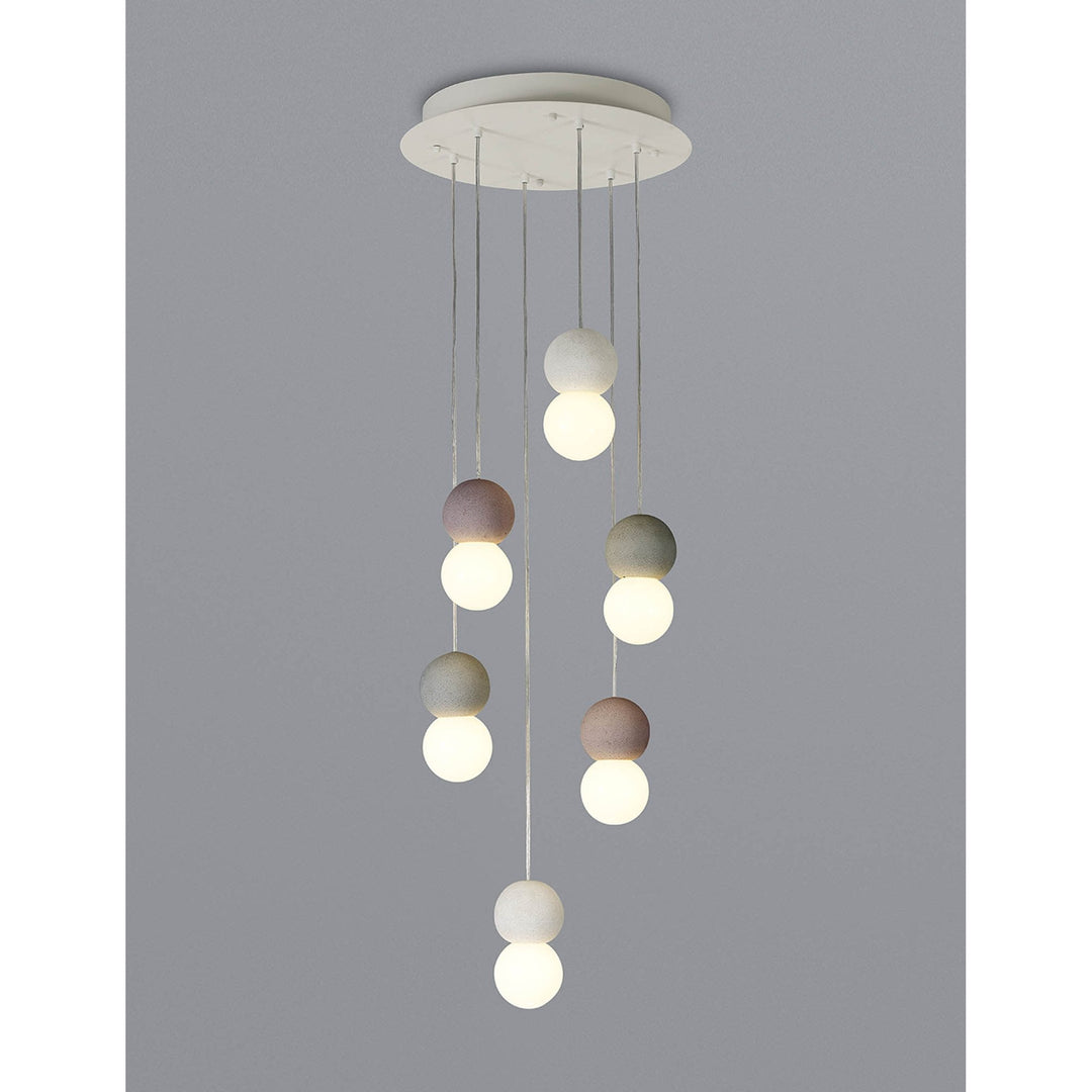 Mantra M7622 Galaxia Pendant Round 6 Light White/Grey/Red Cement
