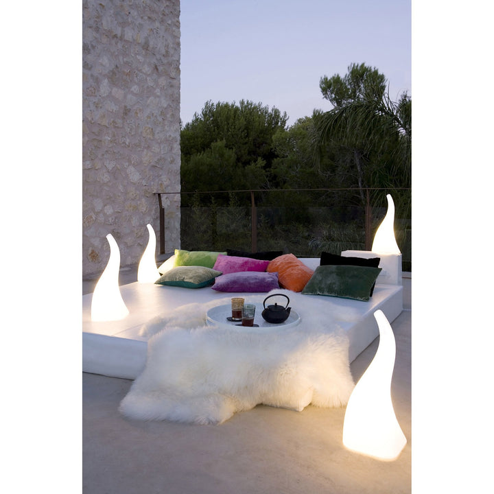 Mantra M1324 Flame Table Lamp 1 Light E27 Small Outdoor Opal White