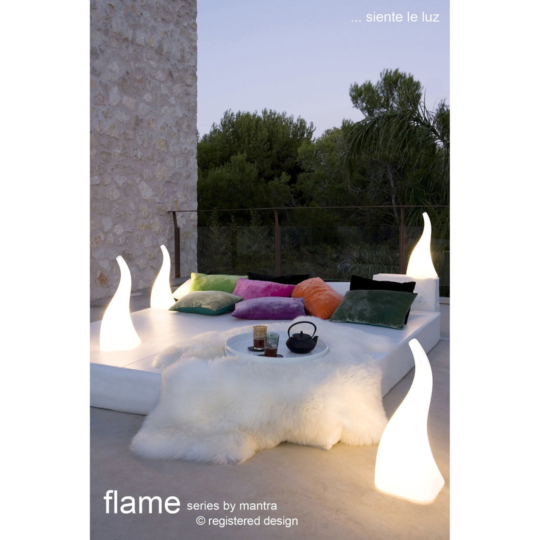 Mantra M1324 Flame Table Lamp 1 Light E27 Small Outdoor Opal White