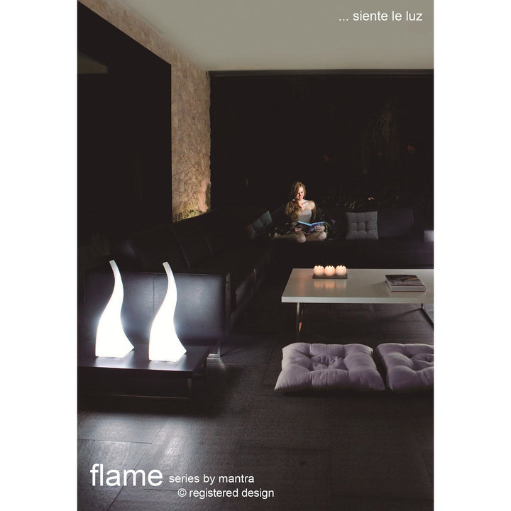 Mantra M1327 Flame Table Lamp 1 Light E27 Large Indoor Opal White