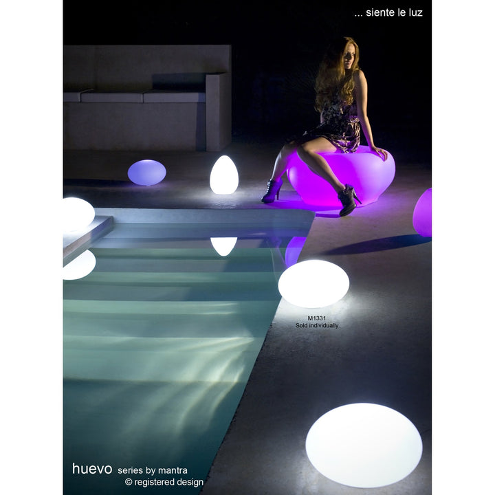 Mantra M1395 Huevo Ball Table Lamp 1 Light CFL Large In Line Switch Indoor Opal White