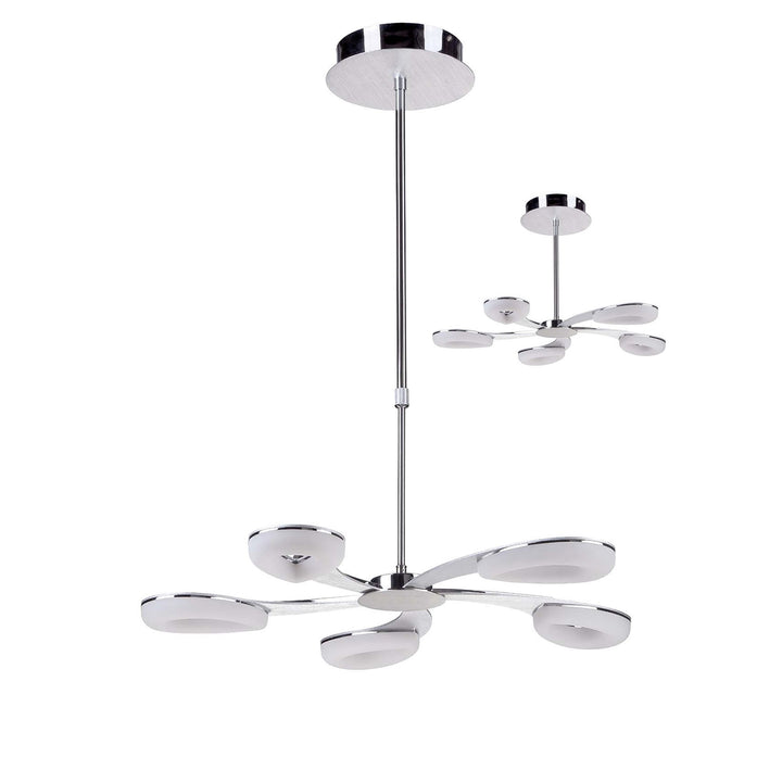 Mantra M8252/1 Juno Telescopic 5 Light 30W LED Satin Aluminium/Frosted Acrylic/Polished Chrome