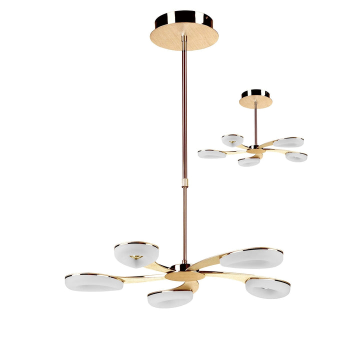 Mantra M8272/1 Juno Telescopic 5 Light 30W LED Satin Gold/Frosted Acrylic/Gold