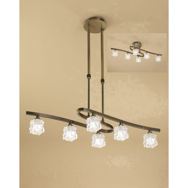 Mantra M1861 Ice Pendant 6 Light Antique Brass