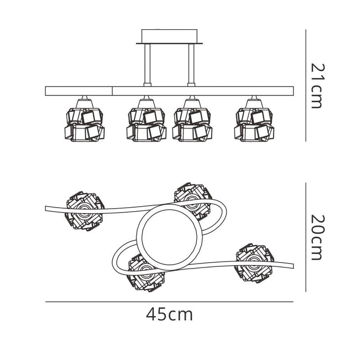 Mantra M1863 Ice Ceiling 4 Light Antique Brass