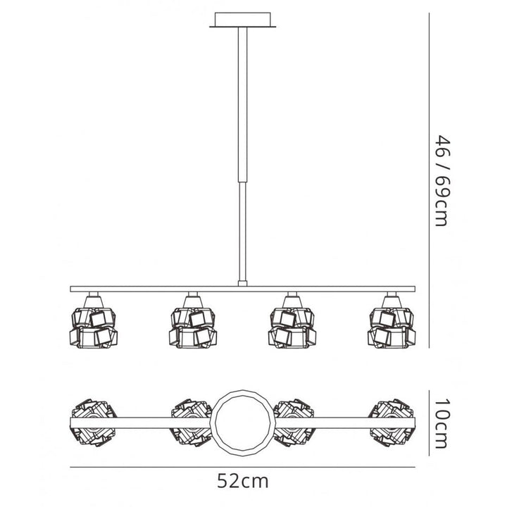Mantra M1867 Ice Pendant 4 Light Antique Brass