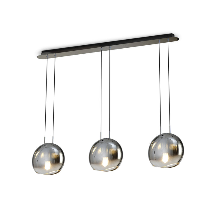 Mantra M6189 Lens Linear Pendant 3 Light Chrome Glass