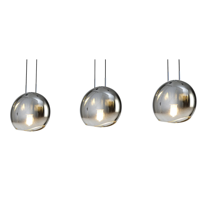 Mantra M6189 Lens Linear Pendant 3 Light Chrome Glass
