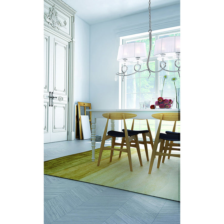 Mantra M5270 Louise Pendant 6 Light E27 White Shades Polished Chrome / Clear Crystal