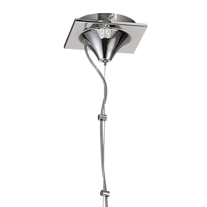 Mantra M5270 Louise Pendant 6 Light E27 White Shades Polished Chrome / Clear Crystal