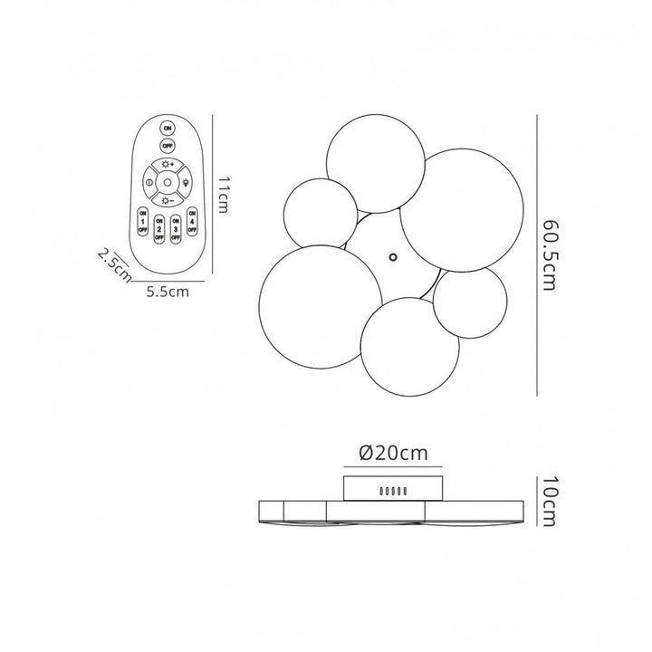 Mantra M5764 Lunas Flush Ceiling 61cm Diameter 54W LED RF Remote Control White