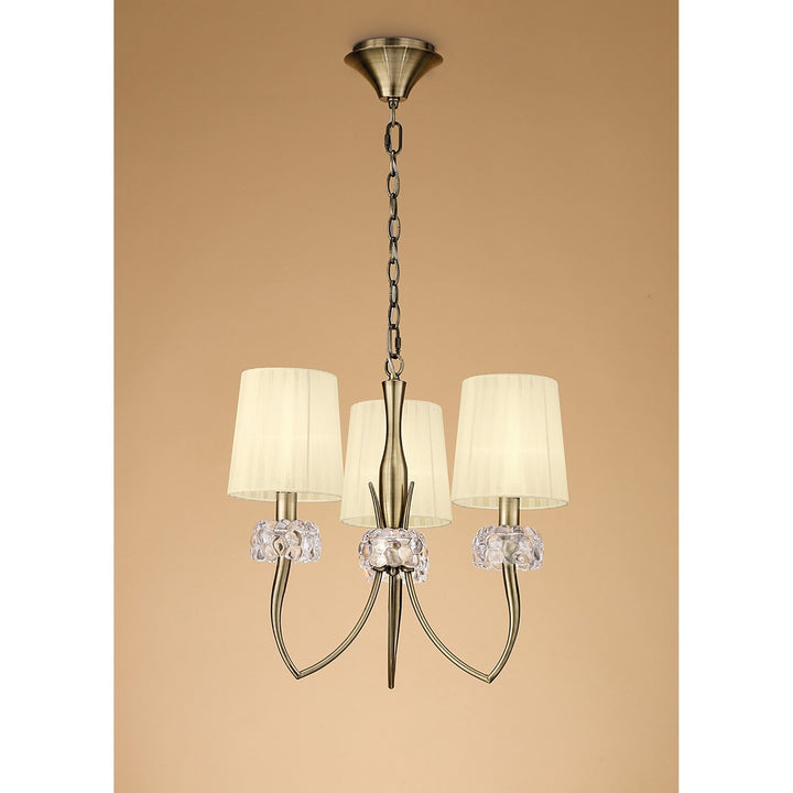 Mantra M4633AB Loewe Pendant 3 Light Antique Brass