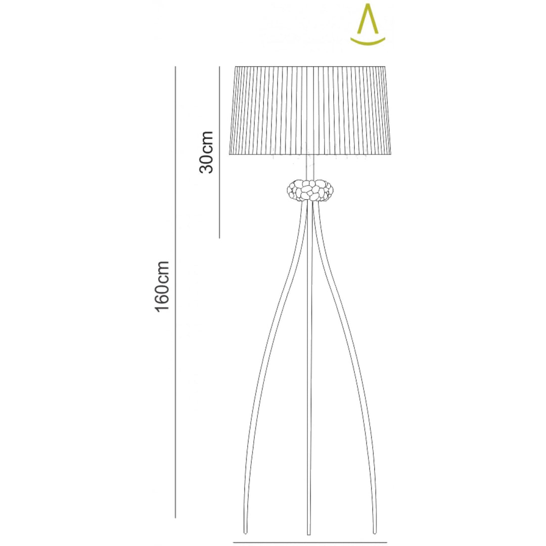 Mantra M4638 Loewe Floor Lamp 3 Light Polished Chrome White Shade