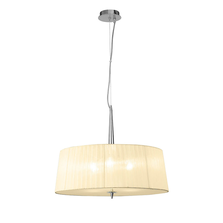 Mantra M4639 Loewe Single Pendant 3 Light Polished Chrome Cream Shade