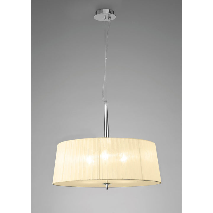 Mantra M4639 Loewe Single Pendant 3 Light Polished Chrome Cream Shade