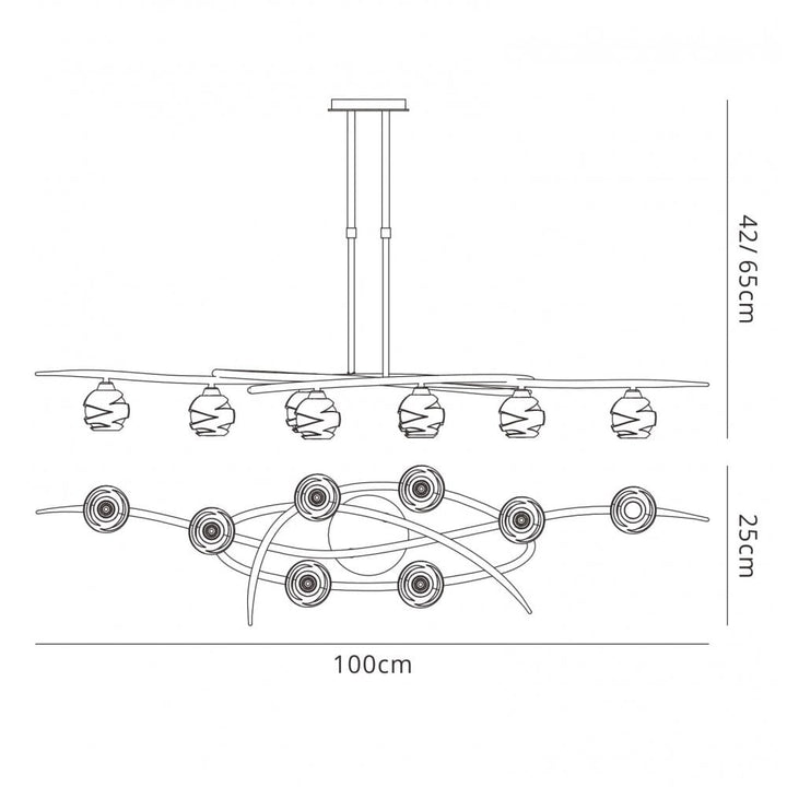 Mantra M1820 Loop Pendant 8 Light Antique Brass