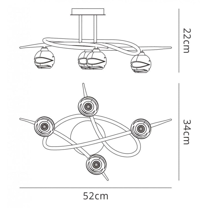 Mantra M1823 Loop Ceiling 4 Light Antique Brass
