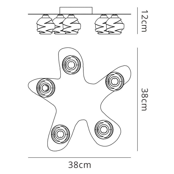 Mantra M1829 Loop Ceiling 5 Light Antique Brass