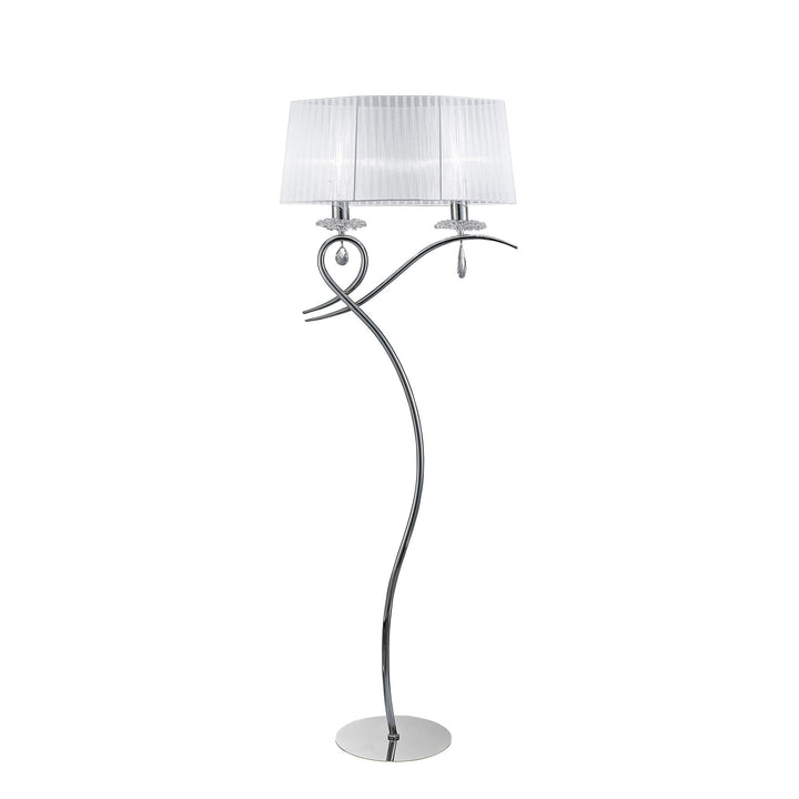 Mantra M5280 Louise Floor Lamp 2 Light White Shade Polished Chrome Clear Crystal
