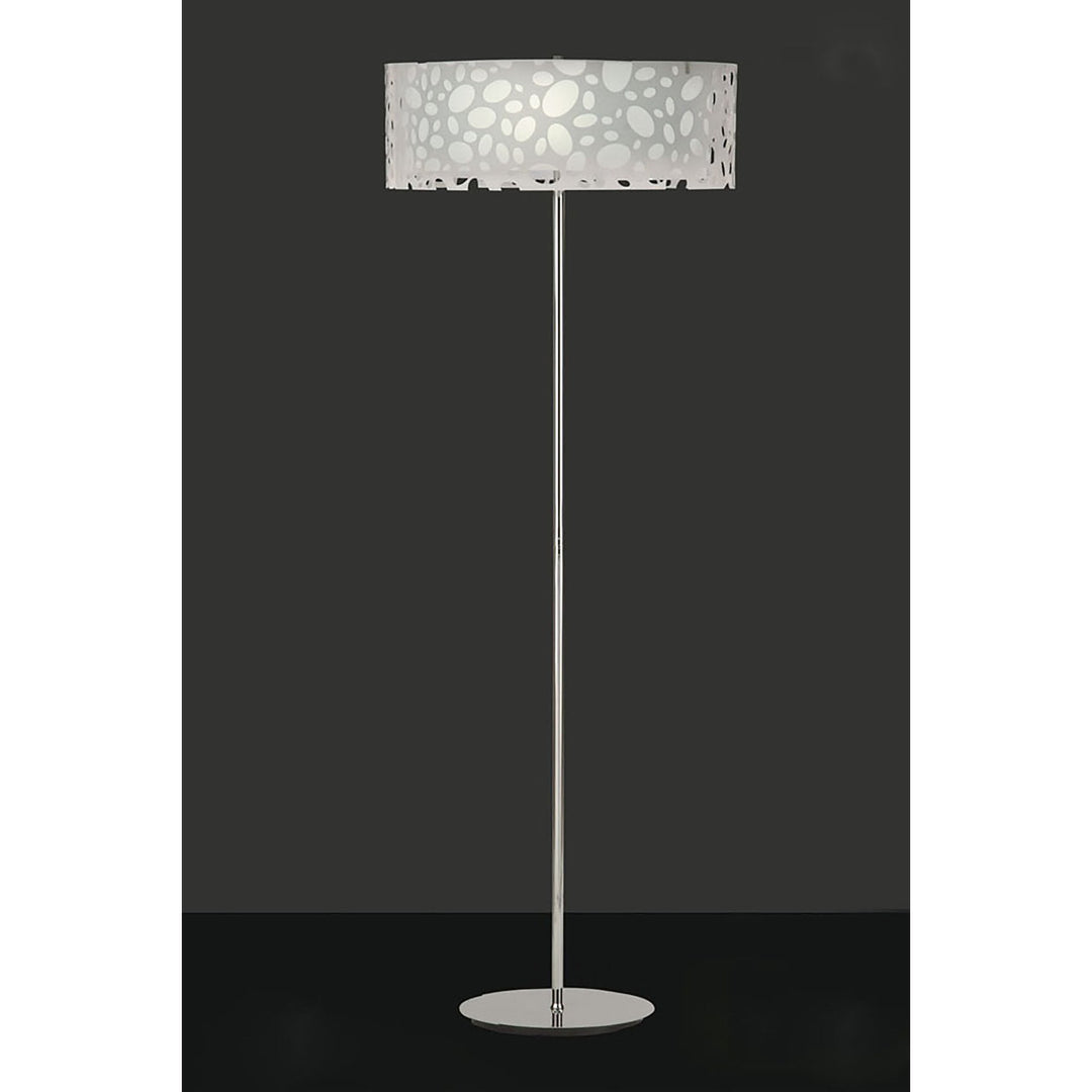 Mantra M1368 Lupin Floor Lamp 4 Light E27 Gloss White/White Acrylic/Polished Chrome
