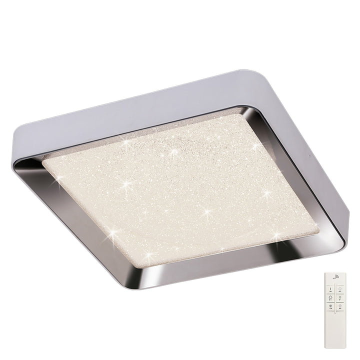 Mantra M5920 Male Flush 65cm Square 40W LED -6500K Tuneable Remote Control Chrome / White / Acrylic