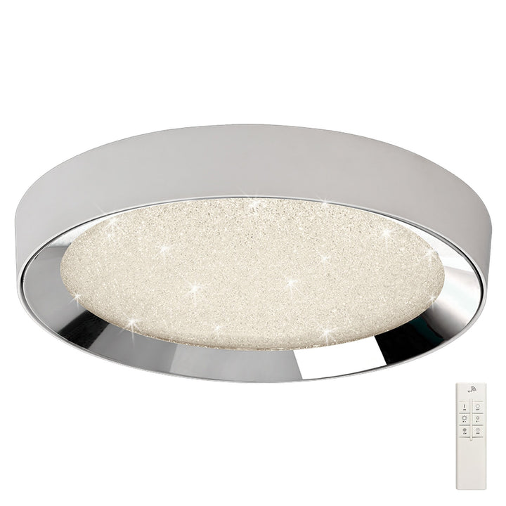 Mantra M5922 Male Flush 65cm Round 40W LED -6500K Tuneable Remote Control Chrome / White / Acrylic