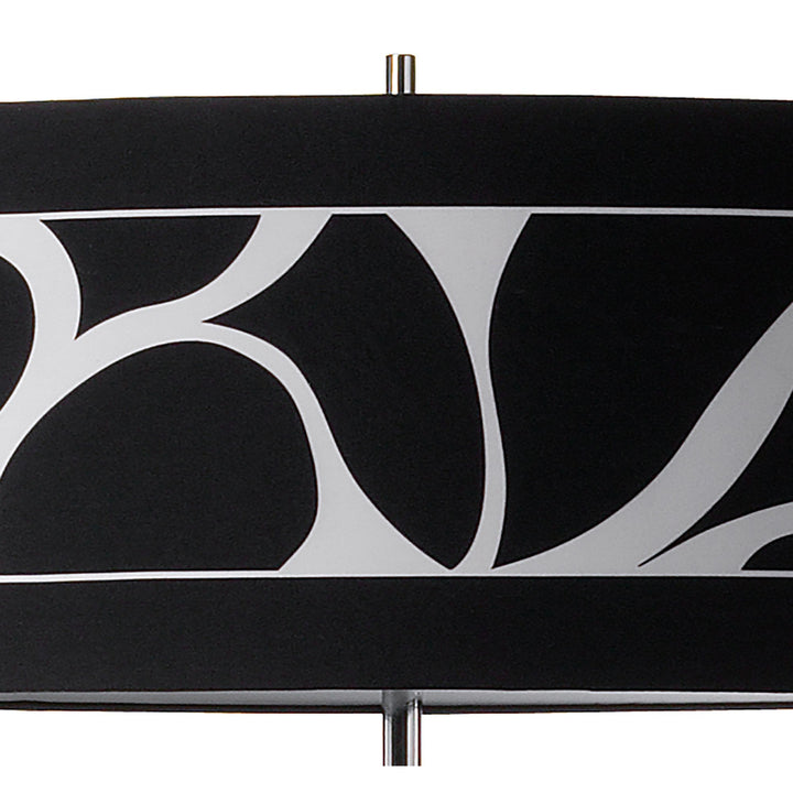 Mantra M8474/1 Manhattan Floor Lamp 3 Light Polished Chrome/Frosted Glass Black Patterned Shade