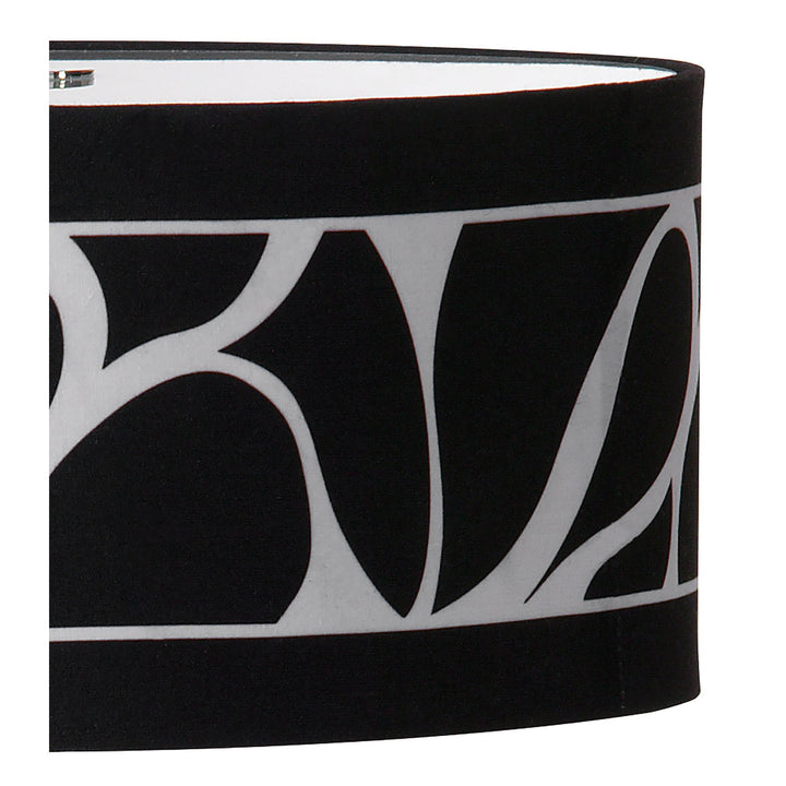 Mantra M8472/1 Manhattan Table Lamp 2 Light Polished Chrome/Frosted Glass Black Patterned Shade