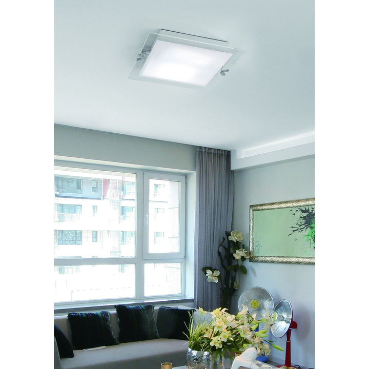 Mantra M8320/1 Melbourne Square Ceiling 15W LED Polished Chrome/Frosted White Glass