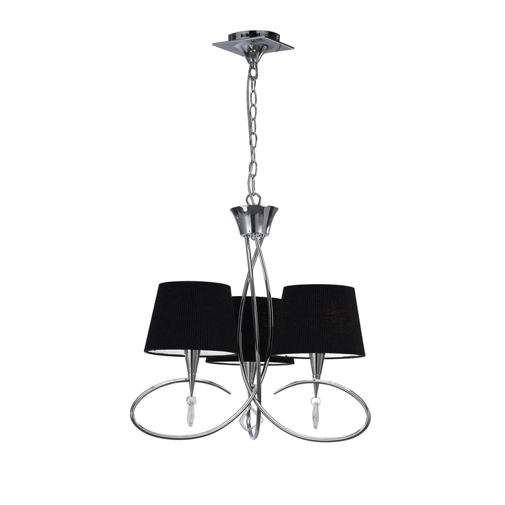 Mantra M1640/BS Mara Pendant 3 Light E14 Polished Chrome Black Shades