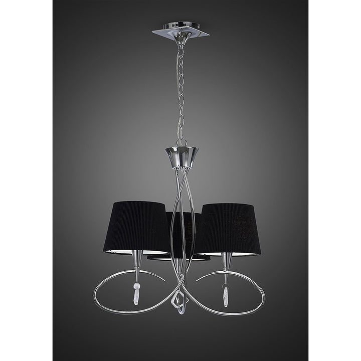Mantra M1640/BS Mara Pendant 3 Light E14 Polished Chrome Black Shades
