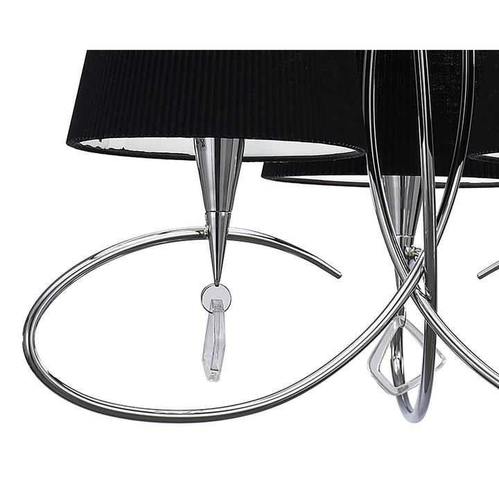 Mantra M1640/BS Mara Pendant 3 Light E14 Polished Chrome Black Shades
