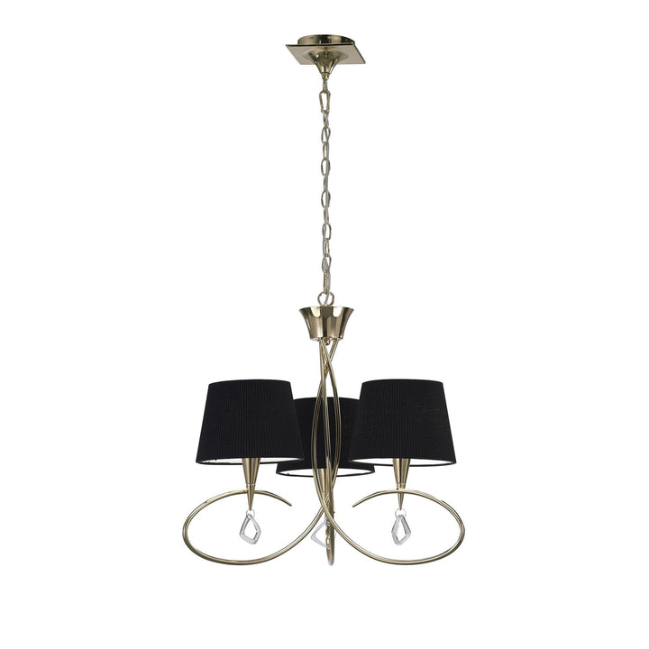 Mantra M1640FG/BS Mara Pendant 3 Light E14 French Gold Black Shades