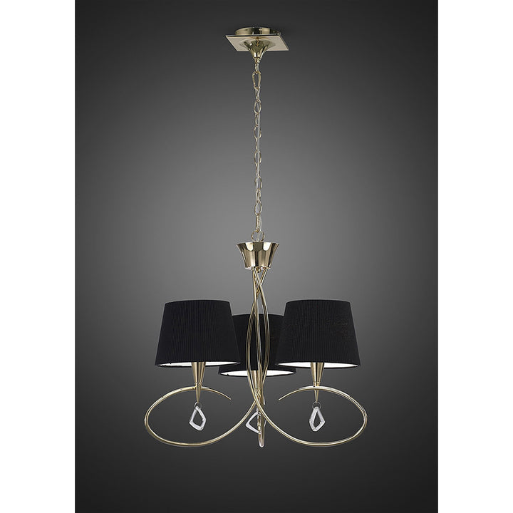 Mantra M1640FG/BS Mara Pendant 3 Light E14 French Gold Black Shades