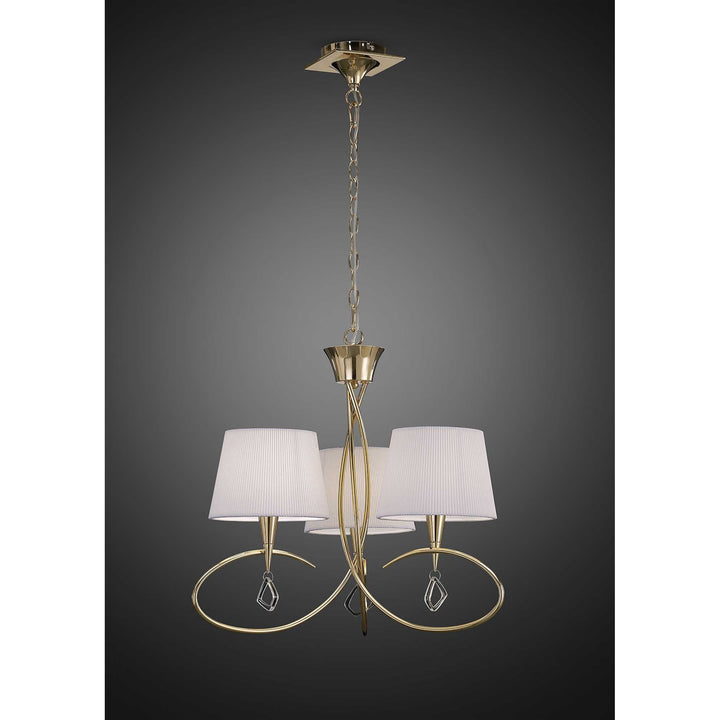 Mantra M1640FG Mara Pendant 3 Light French Gold/cream