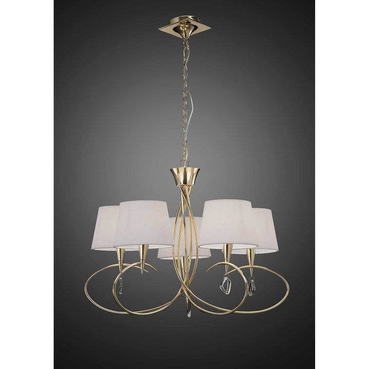 Mantra M1641FG Mara Pendant 5 Light French Gold/cream