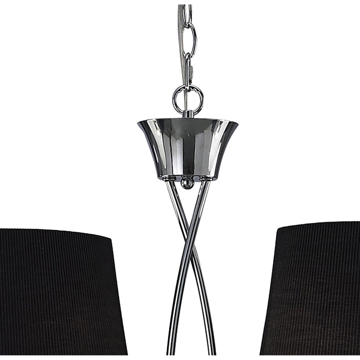 Mantra M1642/BS Mara Linear Pendant 2 Arm 4 Light E14 Polished Chrome Black Shades
